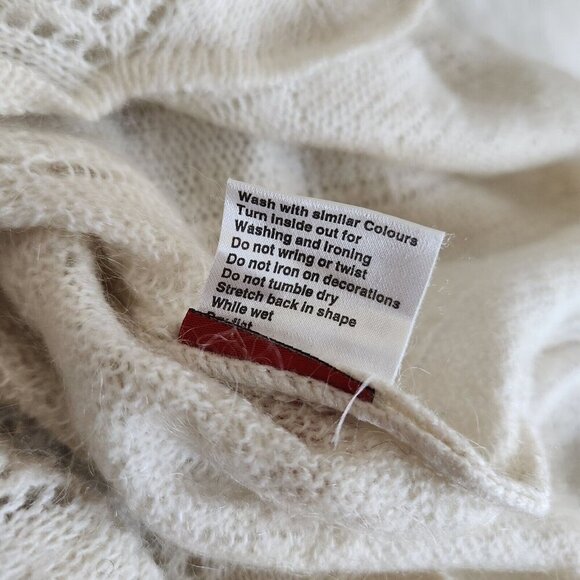 10 Feet Amsterdam Sweater Womens M Lace Knit Mohair Polymide Cream‎ Boho Sheer - Picture 15 of 16